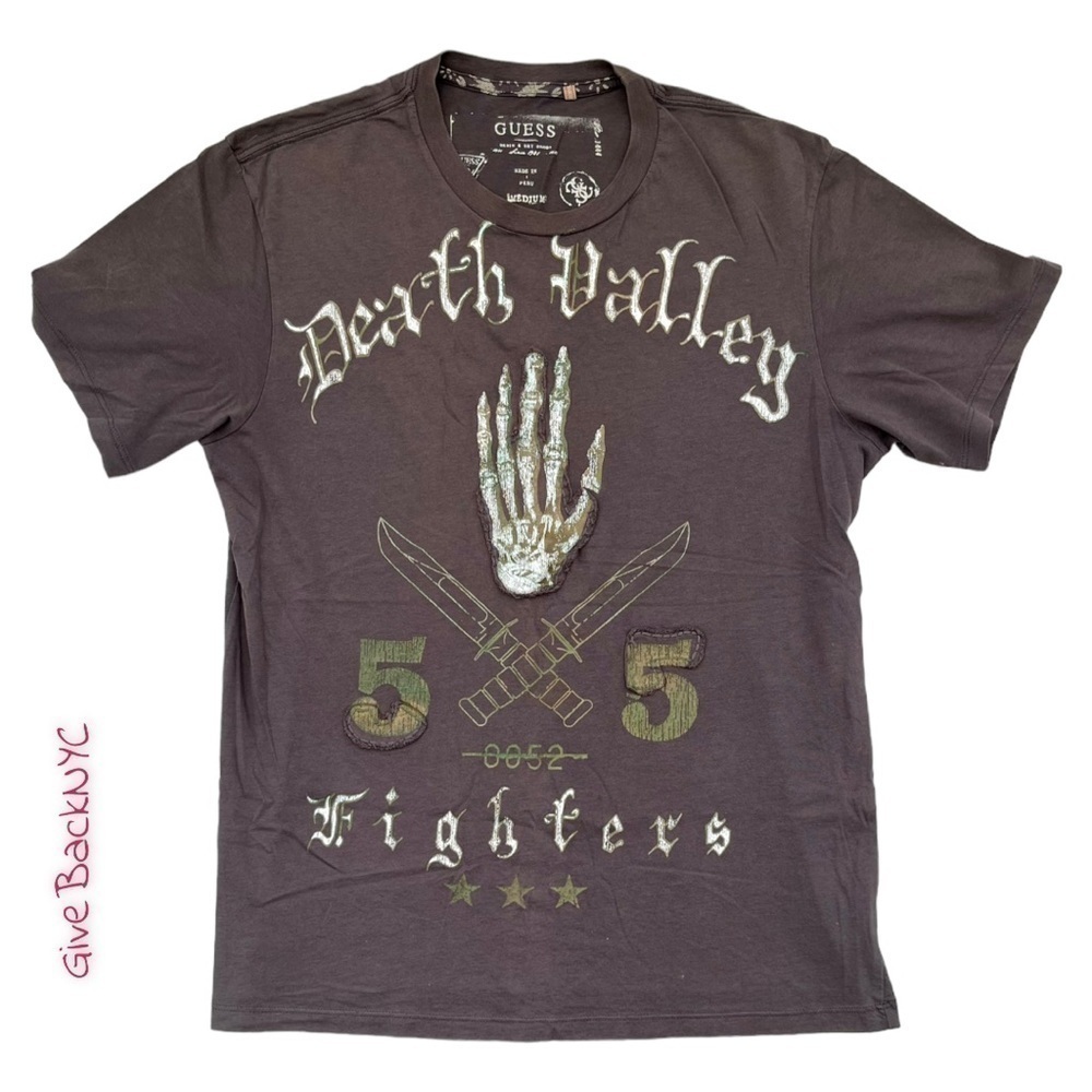 Y2K Guess Graphic T-Shirt Brown Size M